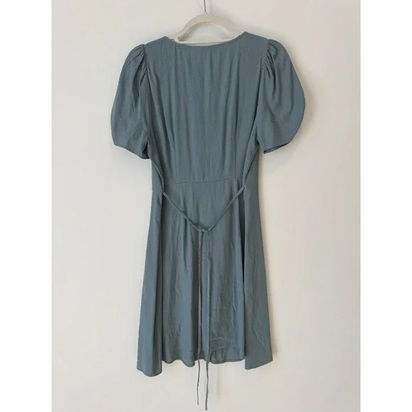 Madewell V-Neck Button-Front Mini Dress in Faded River Blue, Size 8 US, NWT - Picture 3 of 11